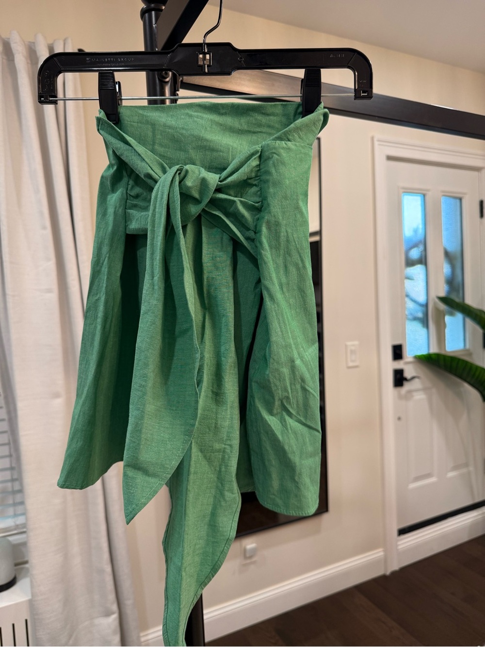 ZARA| Green Tie-Waist Linen Blend Skirt